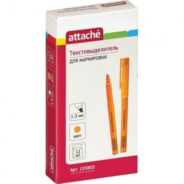 Маркер выделитель текста ATTACHE оранжевый 1-3мм.