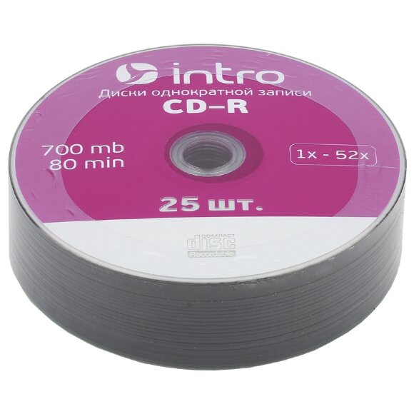 Носители информации CD-R, 52x, Intro, Shrink/25, Б0016205 Носители информации CD-R, 52x, Intro, Shrink/25, Б0016205