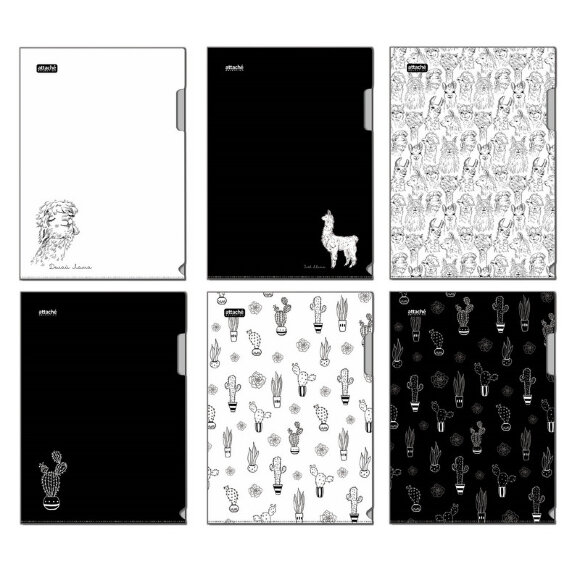 Папка уголок Attache Selection Llamas, 6шт/уп, в ассортименте