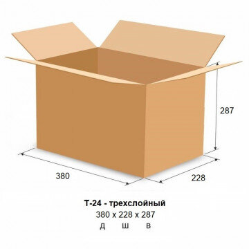 Короб картонный 380х228х287 Т24 В бурый 20 шт/уп Короб картонный 380х228х287 Т24 В бурый 20 шт/уп
