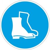 Знак безопасности M05 Работать в защитной обуви (плёнка,200х200)