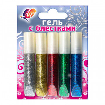 Набор для творчества гель с блёстками БЛЕСК 5цв.,12С 761-08