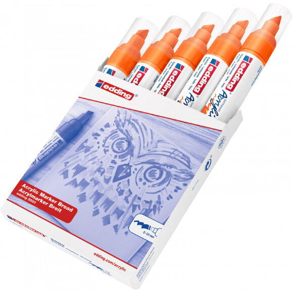 Маркер акриловый Edding 5000/066.скош. 5-10 мм.Флюоресц.оранж/Neonorange