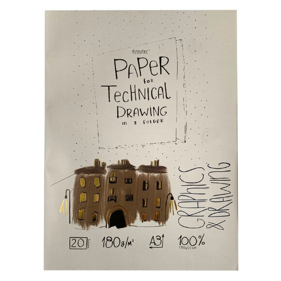 Папка для черчения Kroyter А3,20л,180гр/м2, обл.с тиснен.  Сити 00141