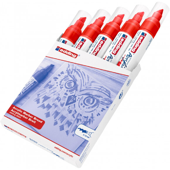 Маркер акриловый Edding 5000/902.скош.нак. 5-10 мм. Цвет Красный Маркер акриловый Edding 5000/902.скош.нак. 5-10 мм. Цвет Красный