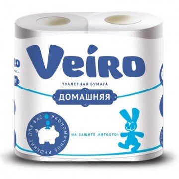 Бумага туалетная Veiro Домашняя 2сл бел втор втул 15м 120л 4рул/уп 1c24 Бумага туалетная Veiro Домашняя 2сл бел втор втул 15м 120л 4рул/уп 1c24