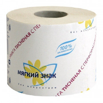Бумага туалетная 1-сл.Мягкий знак белая с тисн.51м c28 72рул./уп. Бумага туалетная 1-сл.Мягкий знак белая с тисн.51м c28 72рул./уп.