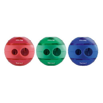 Точилка Milan шар с контейнером, 2 отверстия, пластик, цвет в ассорт.