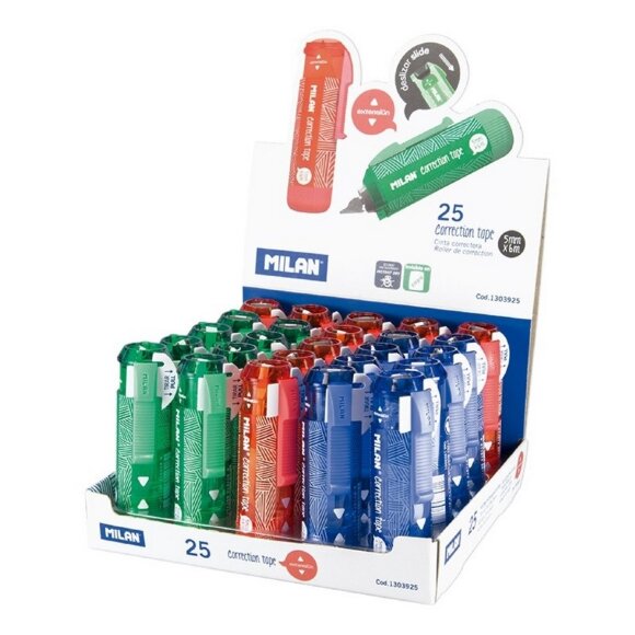 Корректирующая лента 5ммх6м MILAN, вращающийся наконечник, 1303925 Корректирующая лента 5ммх6м MILAN, вращающийся наконечник, 1303925