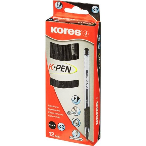 Ручка шариковая KORES К2 0,5мм треуг.корп,черн. Ручка шариковая KORES К2 0,5мм треуг.корп,черн.
