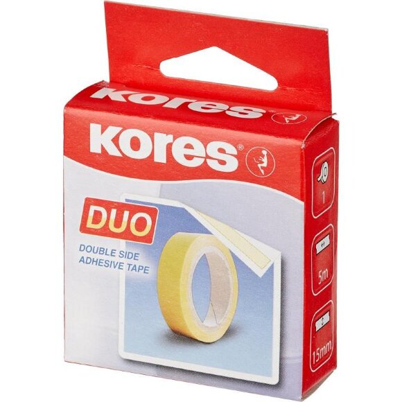 Клейкая лента канцелярская KORES двусторонняя 15х5 55515 Клейкая лента канцелярская KORES двусторонняя 15х5 55515
