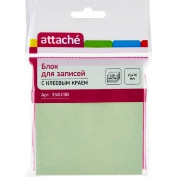 Блок-кубик ATTACHE с клеев.краем 76х76 салатовый 100л.