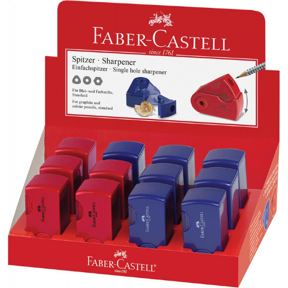 Точилка Faber-Castell Sleeve Mini, 1 отверстие, контейнер, красная/синяя Точилка Faber-Castell Sleeve Mini, 1 отверстие, контейнер, красная/синяя
