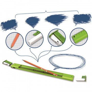 Линейка 20см Y-Plus, 4в1, линейка пластик, точилка, карандаш ч/ф, ластик