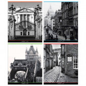 Тетрадь общая А5,96л,кл,скрепка, Улицы Лондона, 4 вида ТО96К9577/Э/6