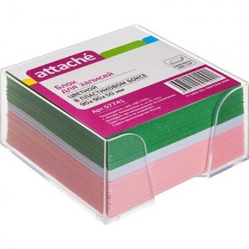 Блок-кубик ATTACHE в стакане 9х9х5 цветной блок 80 г