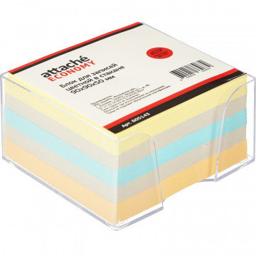 Блок-кубик ATTACHE ЭКОНОМ в стакане 9х9х5 цветной 60-80 г