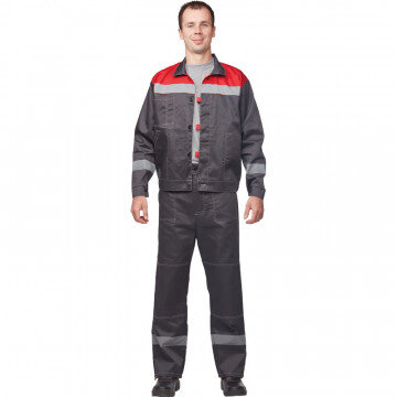 Спец.одежда летняя Костюм муж. л20-КБР сер/красн (р.56-58) 158-164