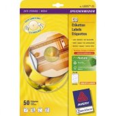 Самокл. этикетки L6015-25ДляCD d117мм,бел,мат,c центр.устр,IJ+L+CL,50шт/уп