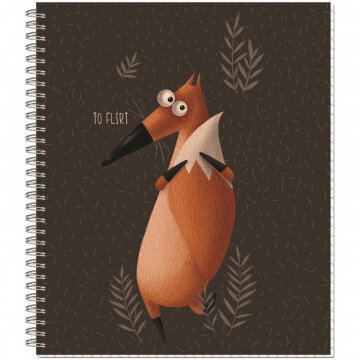 Тетрадь общая А5,60л,кл,греб,мелов.картон+выбор.УФлак Лисоньки,4диз 2801-60