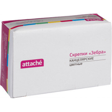 Скрепки Зебра Attache, полимер, 50 мм., 50 шт.в карт/уп