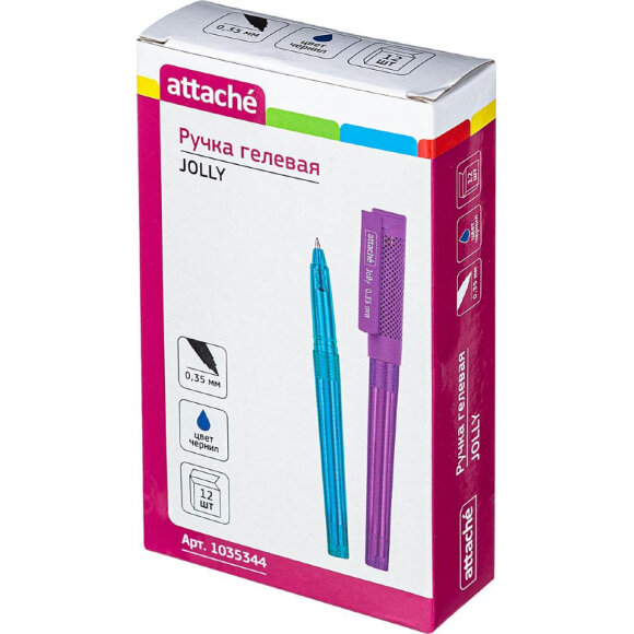 Ручка гелевая Attache Jolly, корпус ассорти, цвет чернил синий