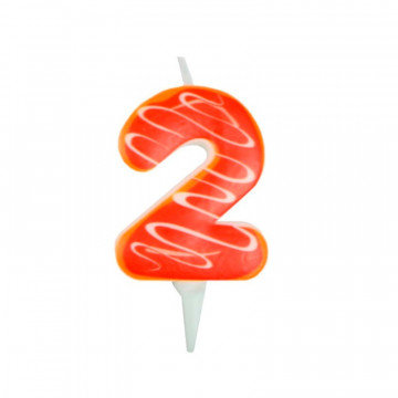 Свеча для торта Пончик Цифра 2 6см арт6058012