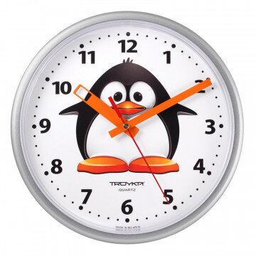 Часы настенные Troyka модель09, диаметр 225мм, пластик 91970944 серебро