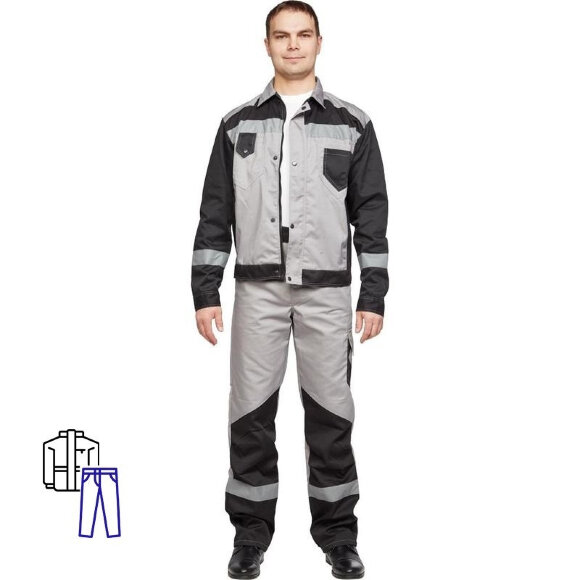 Спец.одежда летняя Костюм мужской л21-КБР серый/черн. (р.52-54) 182-188 Спец.одежда летняя Костюм мужской л21-КБР серый/черн. (р.52-54) 182-188