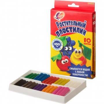 Пластилин растительный Кроха Луч 10 цв. 160 гр., 25С 1556-08