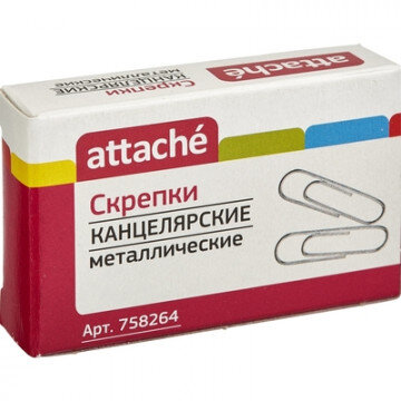 Скрепки Attache 28 мм, металлические б/покрытия, овальные 100шт./уп.к/кор