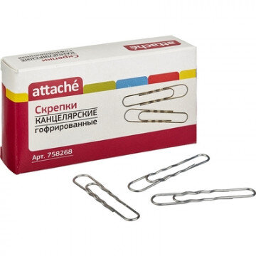 Скрепки Attache 75 мм, гофрированные, овальные 40 шт./уп.к/кор