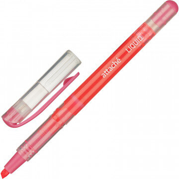 Маркер выделитель текста Attache Liquid 1-4мм жидкие чернила розовый