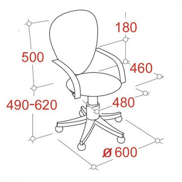 Кресло FA_EChair-222 PC ткань красная ТК12, Silver Кресло FA_EChair-222 PC ткань красная ТК12, Silver