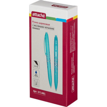 Ручка шариковая Attache Romance маслян, Soft touch, зелен корп, син. стерж Ручка шариковая Attache Romance маслян, Soft touch, зелен корп, син. стерж