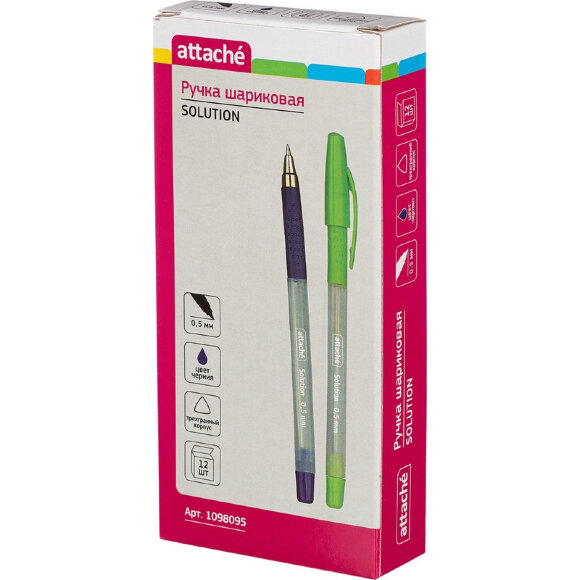 Ручка шариковая Attache Solution неавт..корпус матовый ассорти. синяя Ручка шариковая Attache Solution неавт..корпус матовый ассорти. синяя
