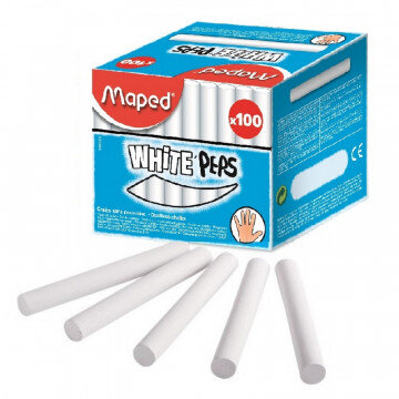 Мел WHITE?PEPS Maped белый, круглый, 100 шт
