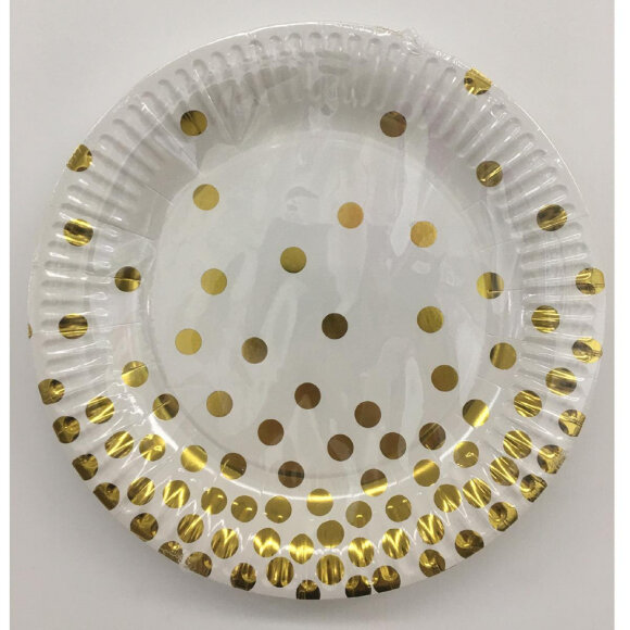 Тарелка одноразовая бумажная Золотые брызги 18см 6шт/уп 115612 Тарелка одноразовая бумажная Золотые брызги 18см 6шт/уп 115612
