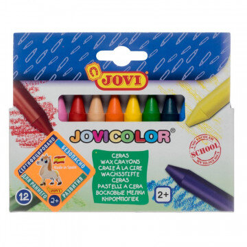 Мелки восковые Jovi круглые, 12 цв с европодвесом, 980/12
