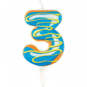 Свеча для торта Пончик Цифра 3 6см арт6058029