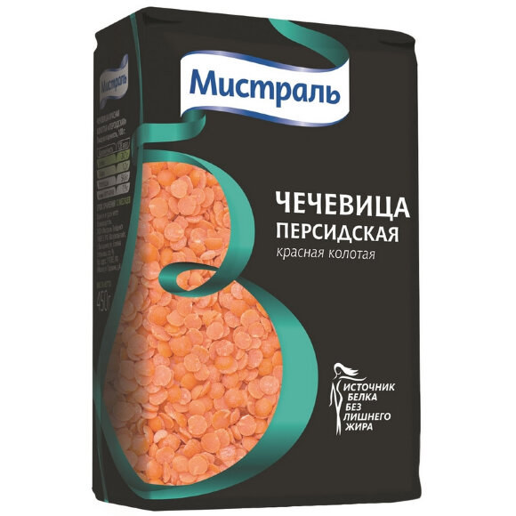 Крупа Чечевица МИСТРАЛЬ красная колотая Персидская, 450г Крупа Чечевица МИСТРАЛЬ красная колотая Персидская, 450г