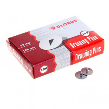 Кнопки металлические Globus, 10 мм, 100 шт.в уп. карт/коробка