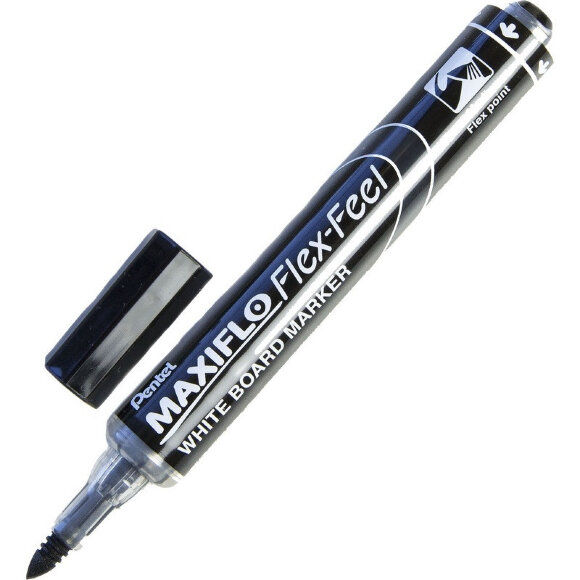 Маркер для досок Pentel Maxiflo Flex-Feel гибкий након., черный, 1.0-5.0мм