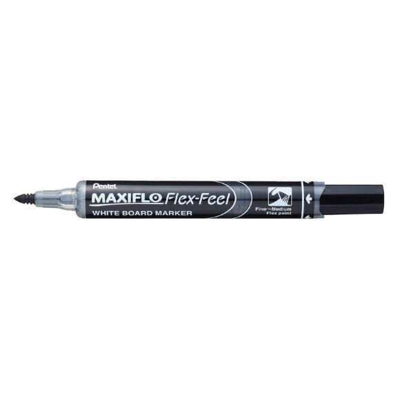 Маркер для досок Pentel Maxiflo Flex-Feel гибкий након., черный, 1.0-5.0мм
