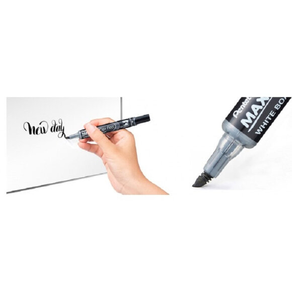 Маркер для досок Pentel Maxiflo Flex-Feel гибкий након., черный, 1.0-5.0мм