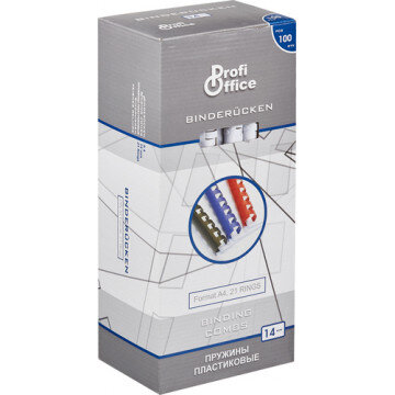 Пружины для переплета пластиковые ProfiOffice 14мм, белые 100шт/уп.