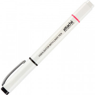 Маркер выделитель с линером Attache Selection 1-4 мм розовый/чёрн 0,5мм