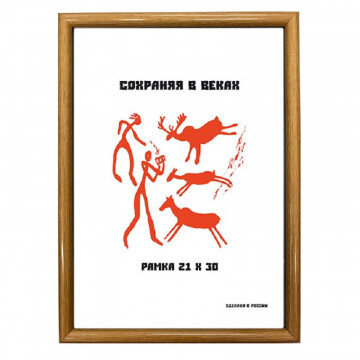 Рамка пластиковая 21x30 (A4) Клен, с пластиком