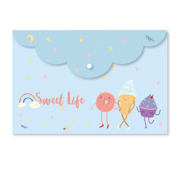 Папка-конверт на кнопке  А4Attache Sel-on SWEET LIFEас325х215мм200мкм5шт/уп