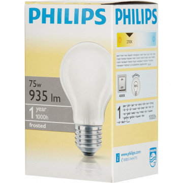 Электрическая лампа Philips стандартная/матовая 75W E27 FR/A55 (10/120)